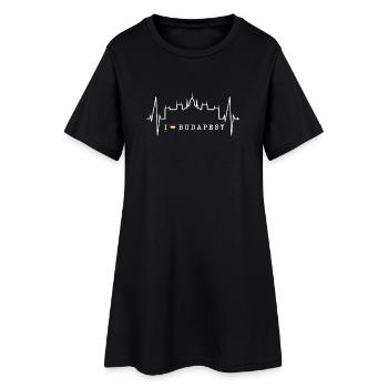 Budapest Skyline Herzschlag Ungarn Herz Budapester - Frauen T-Shirt-Kleid - Schwarz - Vorne