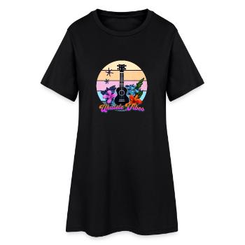 Ukulele Vibes Rétro Tropic Circle - Robe T-shirt Femme - noir - Devant
