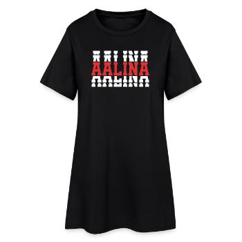 t-shirt Aalina t-shirt texte empilé idée cadeau - Robe T-shirt Femme - noir - Devant