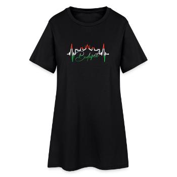 Budapest Skyline Herzschlag Ungarn Herz Budapester - Frauen T-Shirt-Kleid - Schwarz - Vorne
