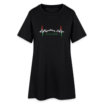 Budapest Skyline Herzschlag Ungarn Herz Budapester - Frauen T-Shirt-Kleid - Schwarz - Vorne