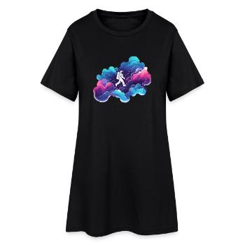 Astronaute dans la nébuleuse colorée : randonnée dans l’espace - Robe T-shirt Femme - noir - Devant