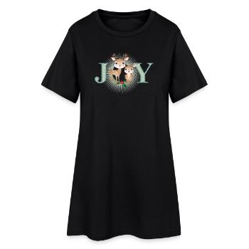 Deux cerfs mignons - joie pour Noël - Robe T-shirt Femme - noir - Devant