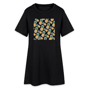 Ananas savoureux - Robe T-shirt Femme - noir - Devant