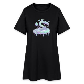 Iridescent Glyph Serpent on Melted Prism - Women’s T-Shirt Dress - black - Front