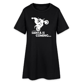 Père Noël moto motard symbole Wheelie Noël - Robe T-shirt Femme - noir - Devant