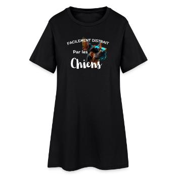 Facilement Distrait Par les Chiens - Robe T-shirt Femme - noir - Devant