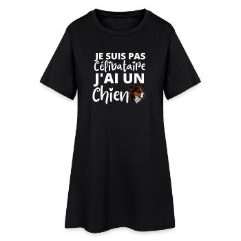 Je suis pas célibataire, j'ai un chien - Robe T-shirt Femme - noir - Devant