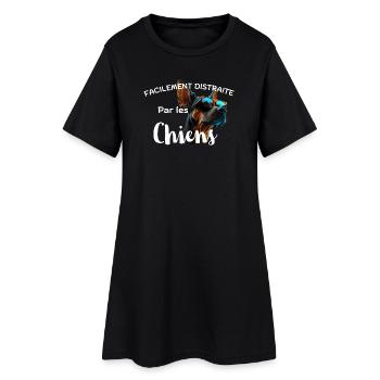 Chien Distrait en Lunettes - Robe T-shirt Femme - noir - Devant
