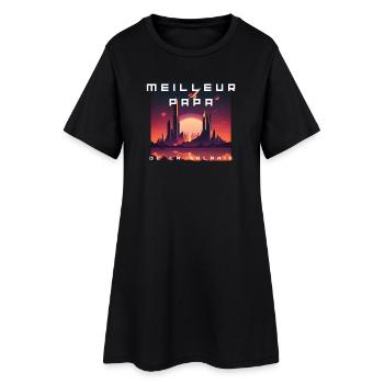 Meilleur Papa de la Galaxie - Robe T-shirt Femme - noir - Devant