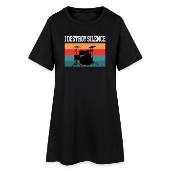 Batteur Batteur Je détruis le silence - Robe T-shirt Femme - noir - Devant