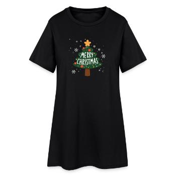 Merry Christmas Weihnachts Design Tannenbaum Neu - Frauen T-Shirt-Kleid - Schwarz - Vorne