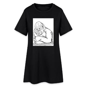 Nachdenklicher Gorilla - Frauen T-Shirt-Kleid - Schwarz - Vorne