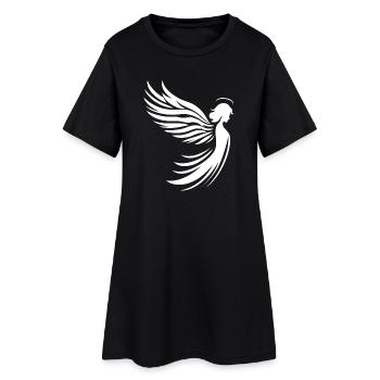 Un ange avec des ailes et une silhouette de halo - Robe T-shirt Femme - noir - Devant