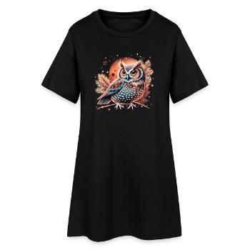 hibou_ chouette mignon - Robe T-shirt Femme - noir - Devant