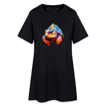 Turtle Polygon Turtles Tortoises - Women’s T-Shirt Dress - black - Front