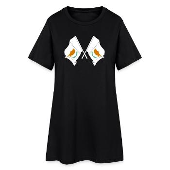 Deux drapeaux Chypre - Robe T-shirt Femme - noir - Devant