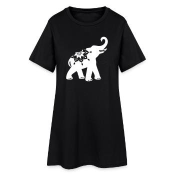 Yoga éléphant ornement mandala minimal inde animal - Robe T-shirt Femme - noir - Devant