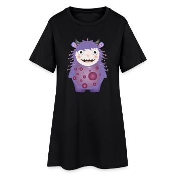 Monstre violet mignon avec des cornes - Robe T-shirt Femme - noir - Devant