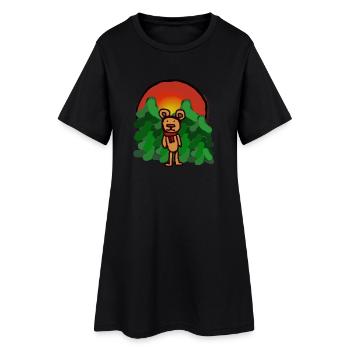 Habitant de la forêt, conte de fées, ours, seul, solitude, forêt - Robe T-shirt Femme - noir - Devant