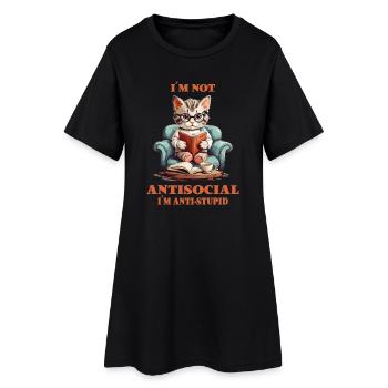 Chat malin avec lunettes de lecture - Robe T-shirt Femme - noir - Devant