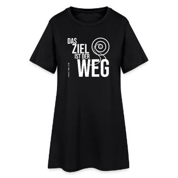 Das Ziel ist der Weg - weißer Schriftzug - Frauen T-Shirt-Kleid - Schwarz - Vorne