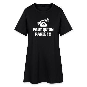 téléphone, téléphone humour, faut qu'on parle - Robe T-shirt Femme - noir - Devant