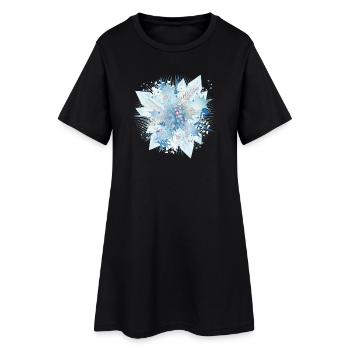 délicate branche de houx bleuâtre avec des cristaux - Robe T-shirt Femme - noir - Devant