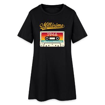 Millésime 1946 Cadeau 77 Ans Anniversaire Humour - Robe T-shirt Femme - noir - Devant