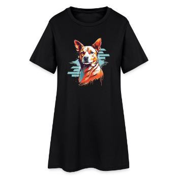 Tête de chien - Robe T-shirt Femme - noir - Devant