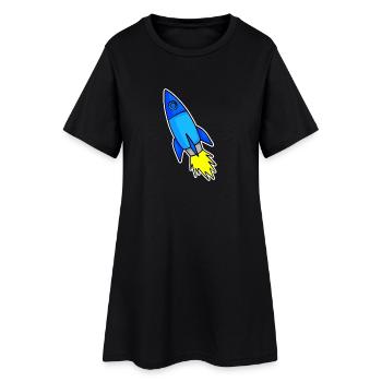 Blaue Rakete - Frauen T-Shirt-Kleid - Schwarz - Vorne