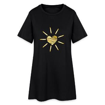Sunny Heart "positive Vibes " - Frauen T-Shirt-Kleid - Schwarz - Vorne