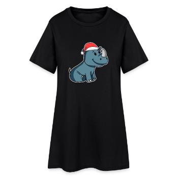 Noël rhinocéros - Robe T-shirt Femme - noir - Devant
