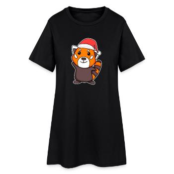 Noël du petit panda occidental - Robe T-shirt Femme - noir - Devant