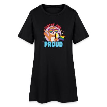 Fabulous sloth life with LGBT flag - Women’s T-Shirt Dress - black - Front
