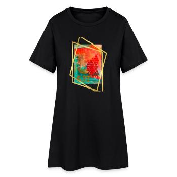 Fusion abstraite avec des hexagones vibrants - Robe T-shirt Femme - noir - Devant