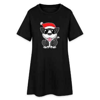 Terrier Chien Animal Noël - Robe T-shirt Femme - noir - Devant
