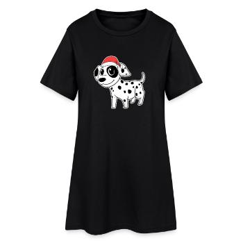 Dalmatien Chien Animal Noël - Robe T-shirt Femme - noir - Devant