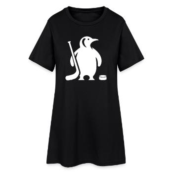 Silhouette minimaliste de hockey sur glace pingouin - Robe T-shirt Femme - noir - Devant