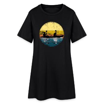 Cercle de silhouette du kayak au coucher du soleil - Robe T-shirt Femme - noir - Devant