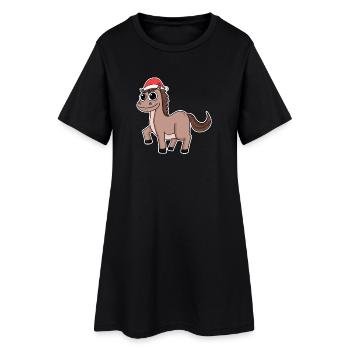 Cheval de Noël - Robe T-shirt Femme - noir - Devant