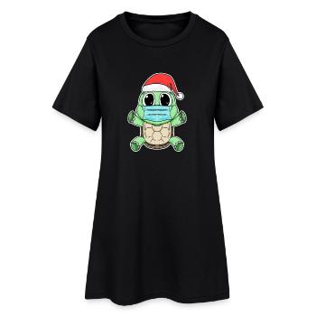 Turtle Christmas Funny - Women’s T-Shirt Dress - black - Front