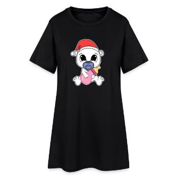 Ours polaire Bébé Ours de Noël - Robe T-shirt Femme - noir - Devant