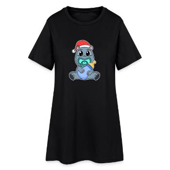 Hippopotame Bébé Noël - Robe T-shirt Femme - noir - Devant