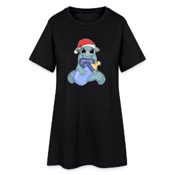Rhinocéros bébé Noël - Robe T-shirt Femme - noir - Devant