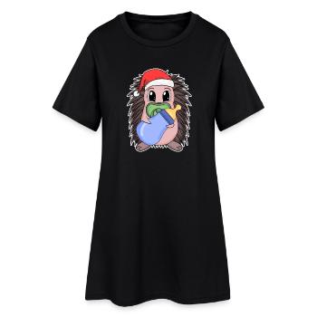 Hérisson bébé Noël - Robe T-shirt Femme - noir - Devant