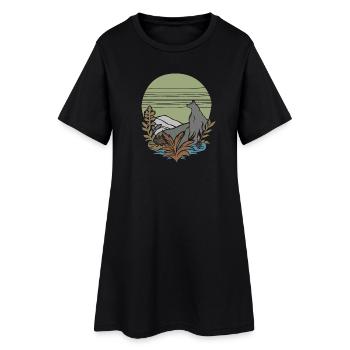 vintage wolf - Frauen T-Shirt-Kleid - Schwarz - Vorne