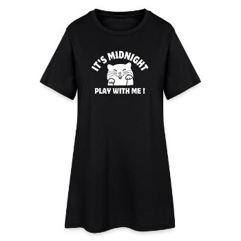 minuit, chat, chat humour - Robe T-shirt Femme - noir - Devant