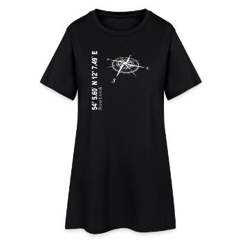 Koordinaten Rostock - Frauen T-Shirt-Kleid - Schwarz - Vorne