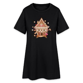Maison de biscuits et pain d’épices pour Noël - Robe T-shirt Femme - noir - Devant